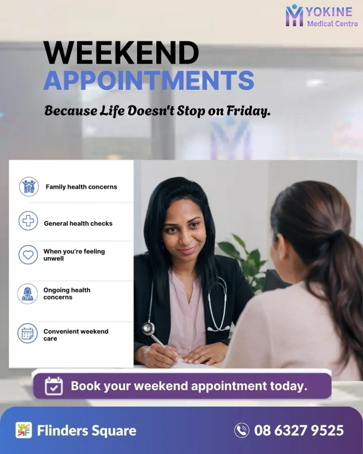 Yokine Medical Centre social post: weekend appointments
